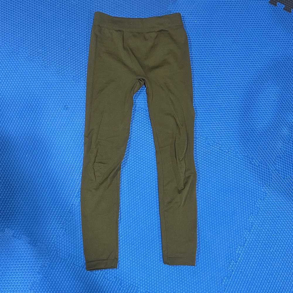 Olive Green Fleece Lined Womens Leggings